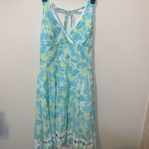 Vintage Lilly Pulitzer Lace Hem Crab Halter Dress